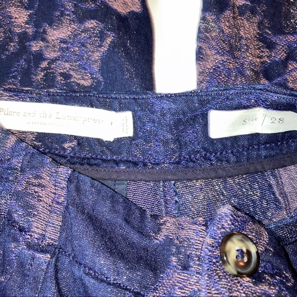 Pilcro and the Letterpress Wide Leg Metallic Pants Blue 28 - Picture 5 of 5